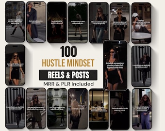100+ Hustle Mindset Women Reels | Motivational Instagram TikTok Videos | Faceless Boss Babe Content | PLR MRR Bundle