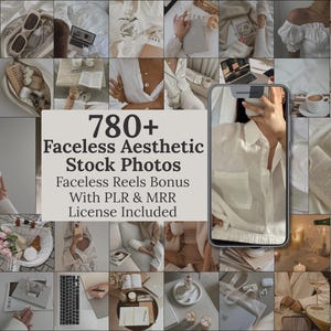 Könnte beinhalten: Eine Sammlung von über 780 gesichtslosen ästhetischen Stockfotos mit Lifestyle-Bildern in neutralen Tönen, darunter Innenräume, Bücher, Kaffee, Kleidung und digitale Geräte, mit dem Textüberlagerung 780+ Faceless Aesthetic Stock Photos.