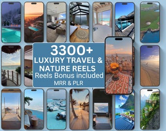 3300+ Travel and Nature Reels Bundle | Luxury Hotel, Resort, Beach & Scenic Videos | Faceless Instagram TikTok Content | MRR PLR
