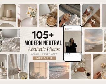 105+ Neutral Aesthetic Stock Photos | Beige Lifestyle Images | Feminine Branding Content | Instagram Photos | MRR & PLR