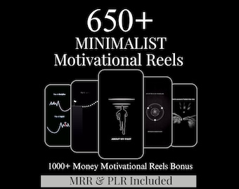 Bundel met 650+ minimalistische motivatierollen | Animatievideo-inhoud | MRR/PLR | Digitale download voor rollen, TikTok, shorts