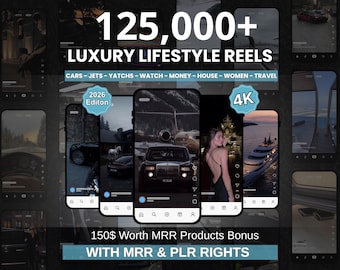 Pacchetto di oltre 125.000 video reel di lusso per lifestyle / Contenuti virali per TikTok, Instagram e YouTube / Auto, yacht, jet privati / PLR + MRR