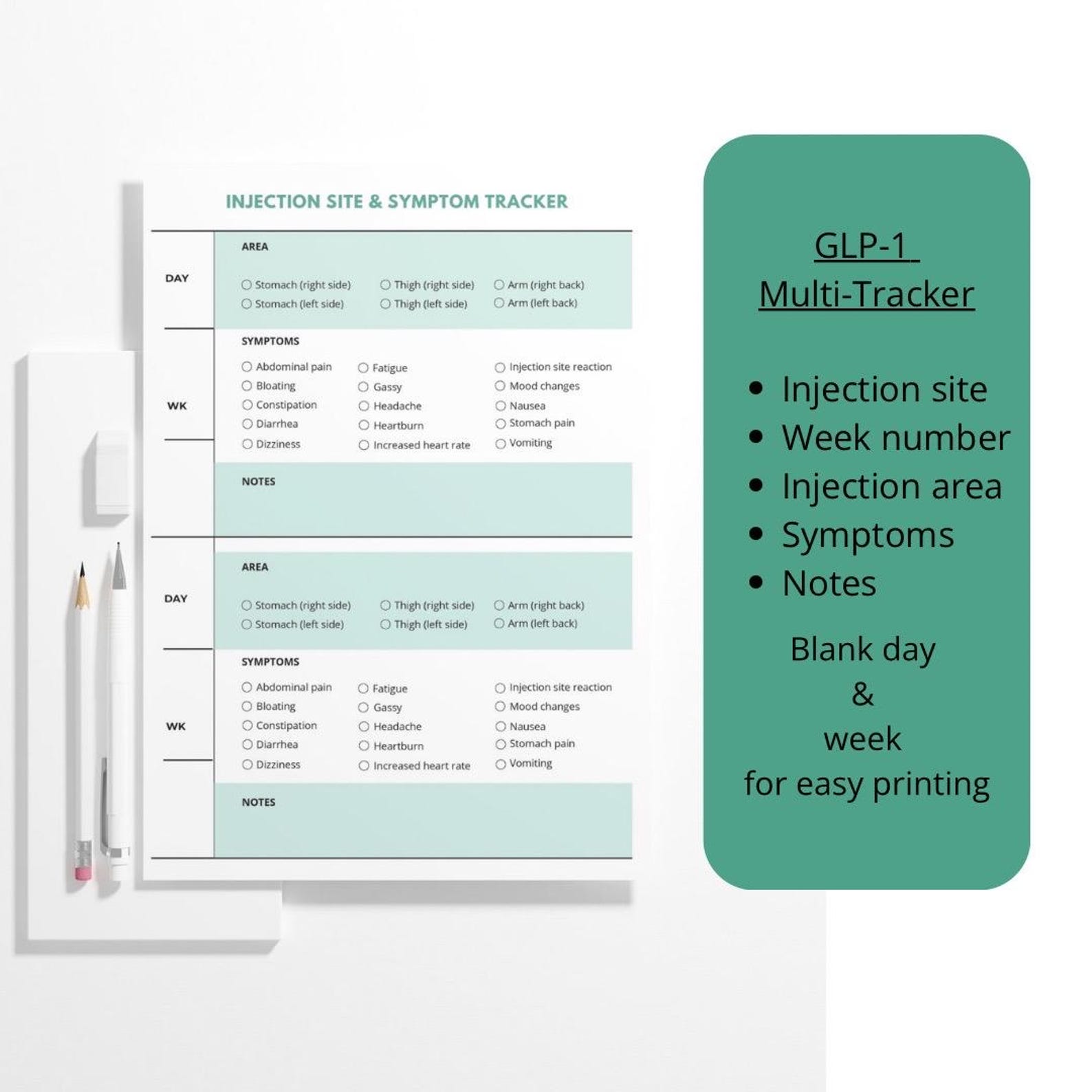 Injection & Symptom Tracker: Printable Medication Log (PDF Download) - Etsy