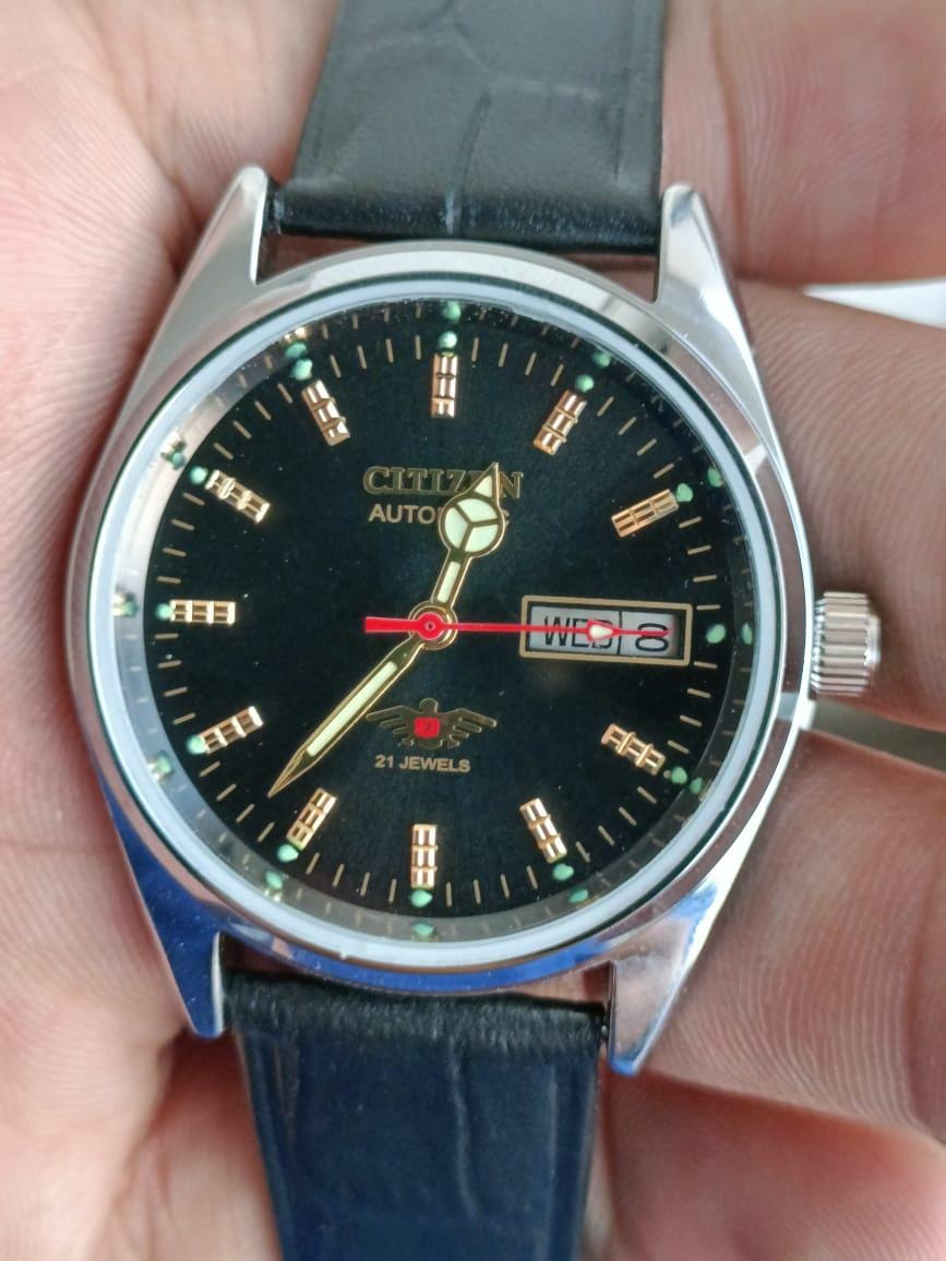 シチズン 自動巻き ブラックダイヤル デイ/デイト 21石 ステンレス