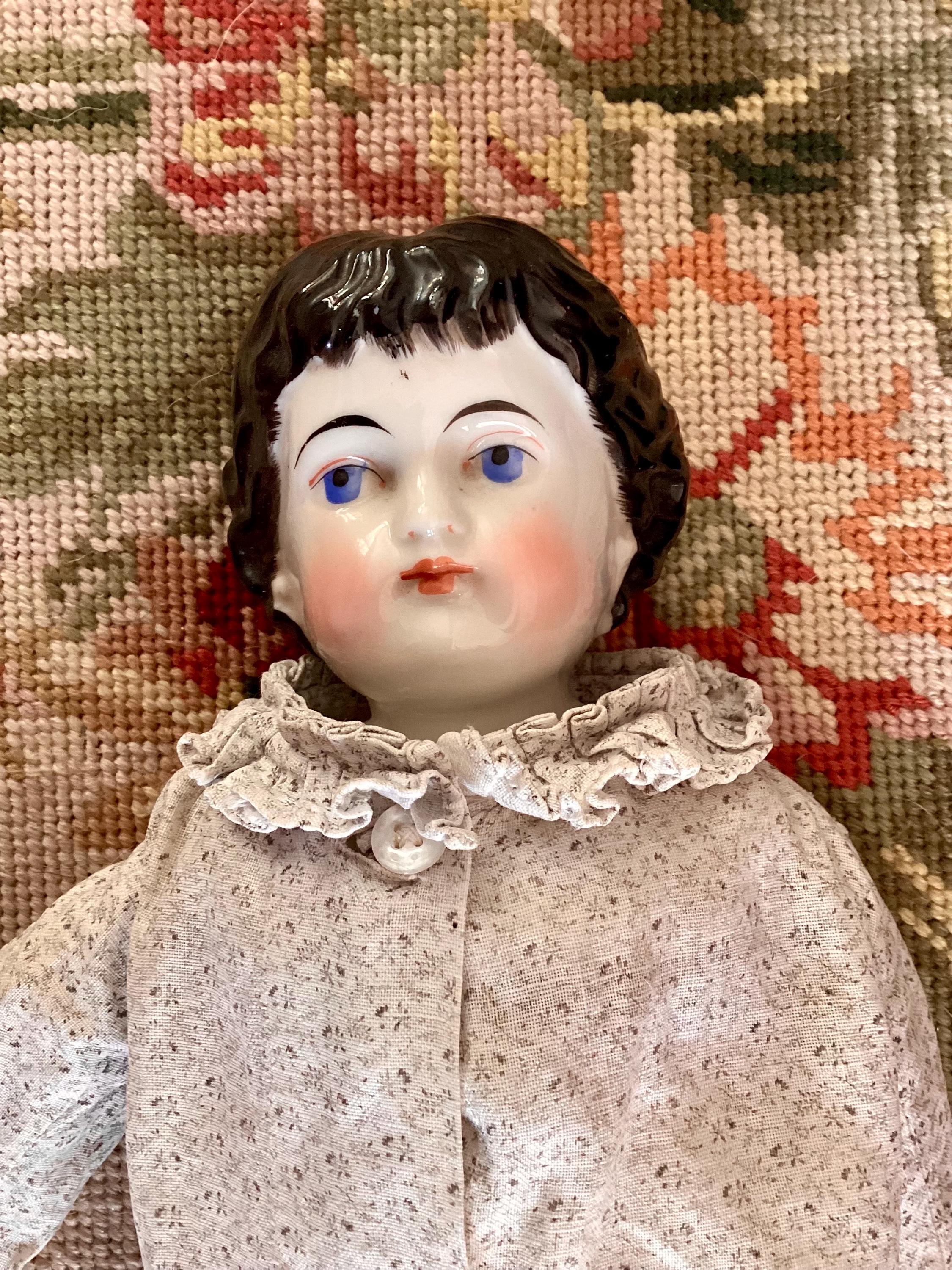 アンティーク フラットトップ チャイナヘッドドール 1860年代 ドイツ製