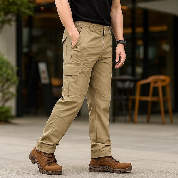 Heren Cargo Broek Elastische Taille Outdoor Training Broek Vlek- en Waterbestendige Joggers Zweetbroek Stretch Stof Werkbroek Meerdere Zakken Werkkleding Heren Combat Werkbroek, Zwart, XXS