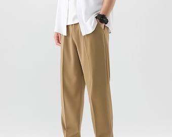 Minimalist Wide Leg Trousers - Men's High Waist Flowy Pants