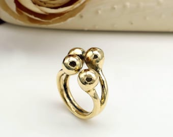 Handmade open Gold Bubble Ring: Rustic Minimalist Statement Jewelry