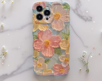 Funda transparente suave con diseño floral pintado al óleo para iPhone 7, 8, SE, X, XR, XS, 11, 12, 13, 14, 15, 16 Pro Max Plus.