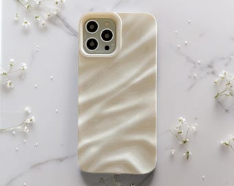 Funda brillante con efecto mármol ondulado para iPhone – Funda protectora brillante para iPhone 11 12 13 14 15 16 17 / Pro / Pro Max / Plus / SE | Acabado brillante elegante