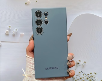 Funda mate de lujo para Samsung: silicona líquida de TPU suave y resistente a los golpes para Galaxy S25, S24, S23, S22, S21, S20 y Note 20 Ultra 5G