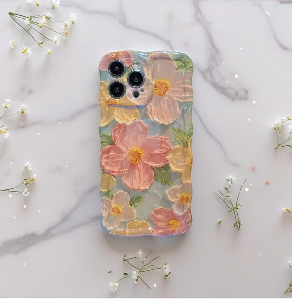 Oil Painted Floral Phone Case Clear Soft Protective Decorative Cell Phone Case for iPhone 7 8 SE X XR XS 11 12 13 14 15 16 Pro Max Plus
