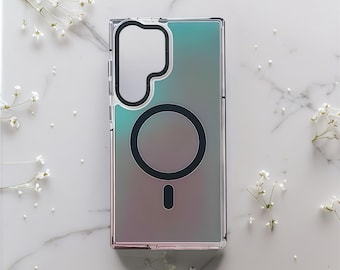 Funda de metal MagSafe para Samsung Galaxy S25, S24 Ultra, S23 Plus, S22, S21, A53, A54 y A55 con carga inalámbrica