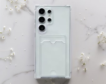 Funda para Samsung Galaxy S26, S25, S24, S23FE, S22, S21 FE Plus Ultra, funda de silicona transparente tipo cartera con tarjetero