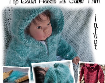 Top Down Hoodie mit Kabelbesatz Strickmuster Download