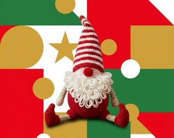 Handmade Christmas Gnome Plush – Striped Santa Amigurumi