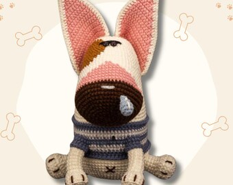 Handmade Crochet Dog Plush – Amigurumi Puppy Doll with Scarf – Cute Gift for Dog Lovers