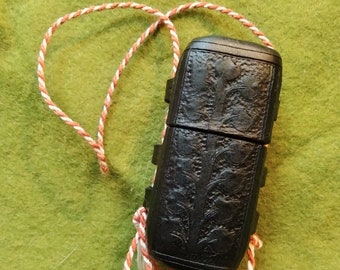 Small Black Leather Medieval Needle Case