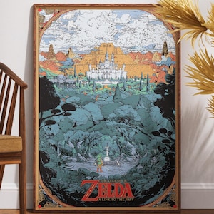 The Legend of Zelda A Link to the Past Poster – Vintage Fantasy Castle Artwork, Retro Video Game Wall Art Print, Gamer Room Decor