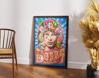 The Doors Psychedelic Poster, Jim Morrison Pop Art Print, 1960s