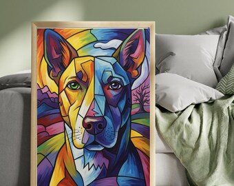 Dog Abstract Art Print, Colorful Modern Wall Decor (Digital Download)