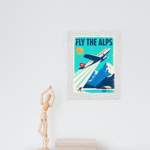 Alpine Airliner Limited Edition Poster - 13 x 18 cm Vintage Reise Wandkunst