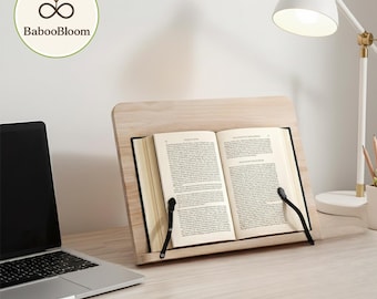 Book Stand, Adjustable Wooden Book Stand: New Zealand Pine, Desk Organizer