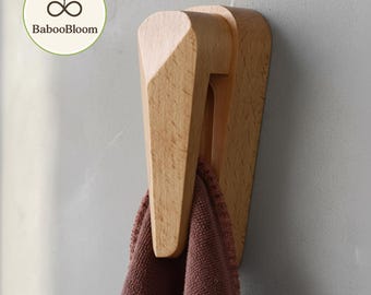 Rustic Wooden Wall Hook: Self-Adhesive Towel Hanger
