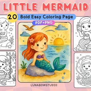 Little Mermaid Coloring Pages: 20 Printable Designs (PDF + PNG)