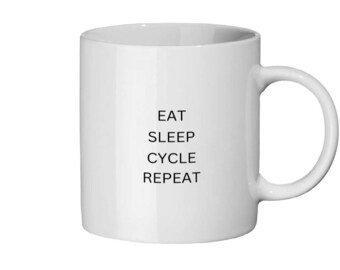 Eat, sleep, cycle, repeat ceramic mug