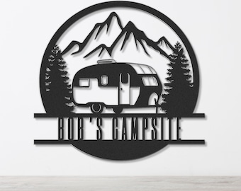Letrero de camping personalizado, letrero metálico para exteriores, decoración para caravanas, regalos personalizados para camping, letrero para fogata, decoración para exteriores, letrero para cabaña, letrero para fogata