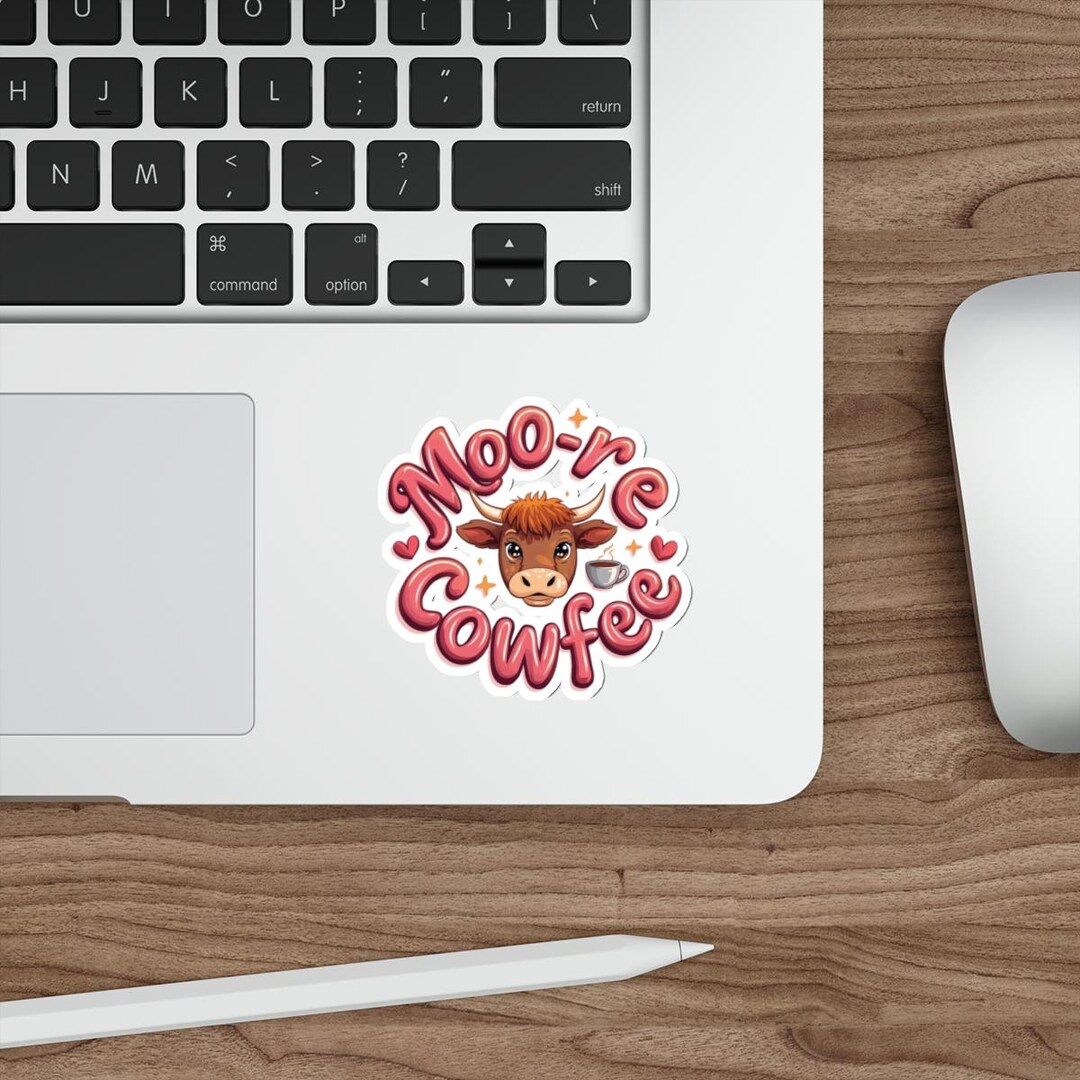 Moo-re Cowfee Cow Head Sticker | Die-cut Sticker, Coffee Pun Design - Etsy