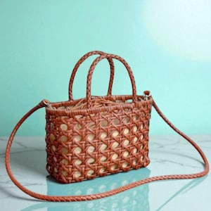 Woven Leather Shoulder Bag for Women, Small Genuine Leather Tote, Handmade Braided Purse, Soft Everyday Handbag, Gift for Mom