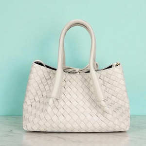 Soft Genuine Leather Handbag for Women, Woven Leather Shoulder Bag, Boho Tote Purse, Everyday Braided Crossbody Bag, Gift for Mom