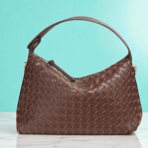 Handmade Leather Woven Bag, Women&#39;s Crossbody Shoulder Purse, Boho Sling Tote, Soft Genuine Leather Side Bag, Everyday Fashion, Gift for Mom