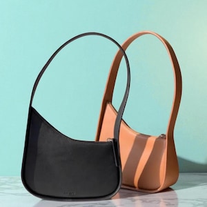 Minimalist Crossbody Purse for Women, Half Moon Leather Shoulder Bag, Elegant Everyday Leather Bag, Small Semi-Circle Handbag, Gift for Mom