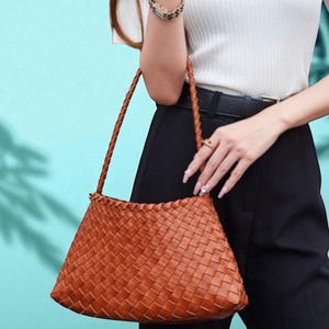 Boho Hoba Shoulder Bag for Women, Handcrafted Woven Leather Tote Bag, Large Summer Beach Purse, Travel Holiday Bag, Gift for Mom