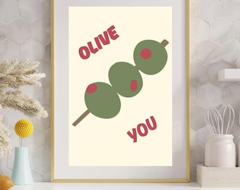 Olive Kitchen Print: Fun Colorful Wall Art