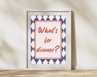 What’s for dinner?- digital print, blue and orange kitchen wall art