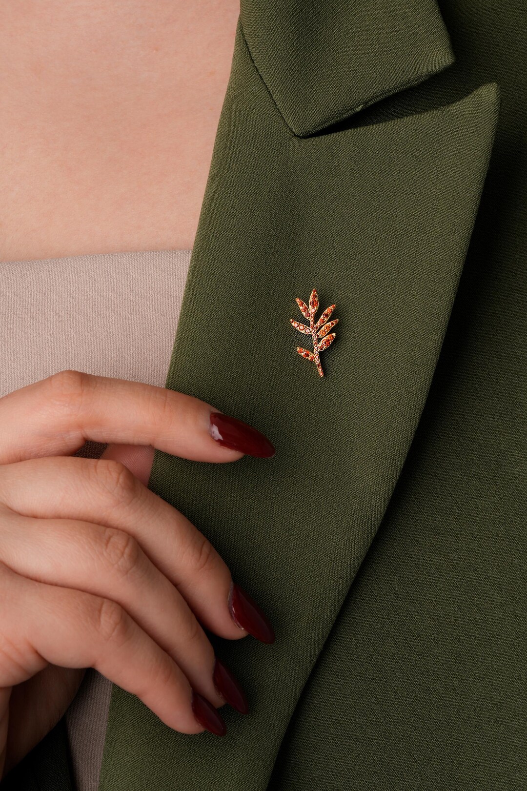 Handmade Sterling Silver Olive Branch Brooch, Crystal Lapel Pin - Etsy