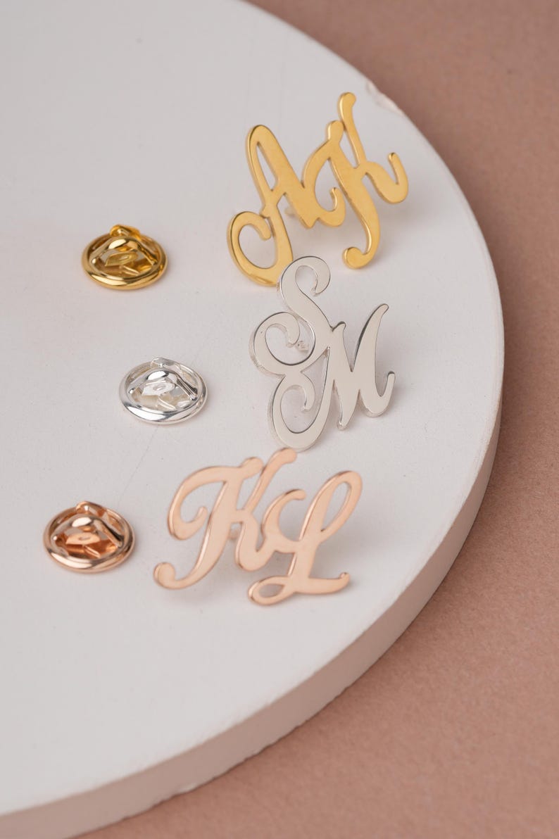 Custom Initial Lapel Pin – Sterling Silver Monogram Brooch - Etsy