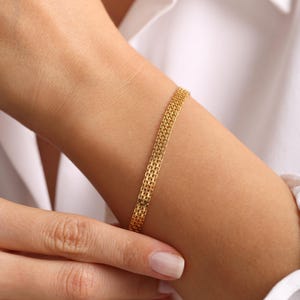 14K Gold Bismark Chain Bracelet,14K Solid Gold Bracelet, Retro Italian Chain,Braided Chain Bracelet ,Christmas Gift, Elegant Gift for Her
