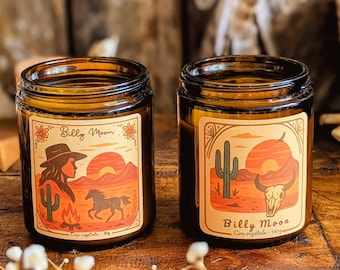 Vela perfumada de cera vegetal - Wild Spirit - Atmósfera de lejano oeste, vaquera y desierto, vertida a mano - Cera de colza - Fragancia de Grasse