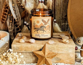 Vela perfumada de cera vegetal - Mustang Spirit - Cera de colza - Decoración auténtica - Ambiente bohemio occidental - Perfume de Grasse
