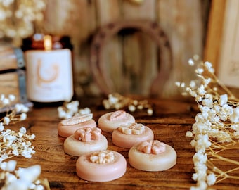 Caja de ceras vegetales perfumadas - boho - Flores, plumas y purpurina - Cera de soja - Idea de regalo
