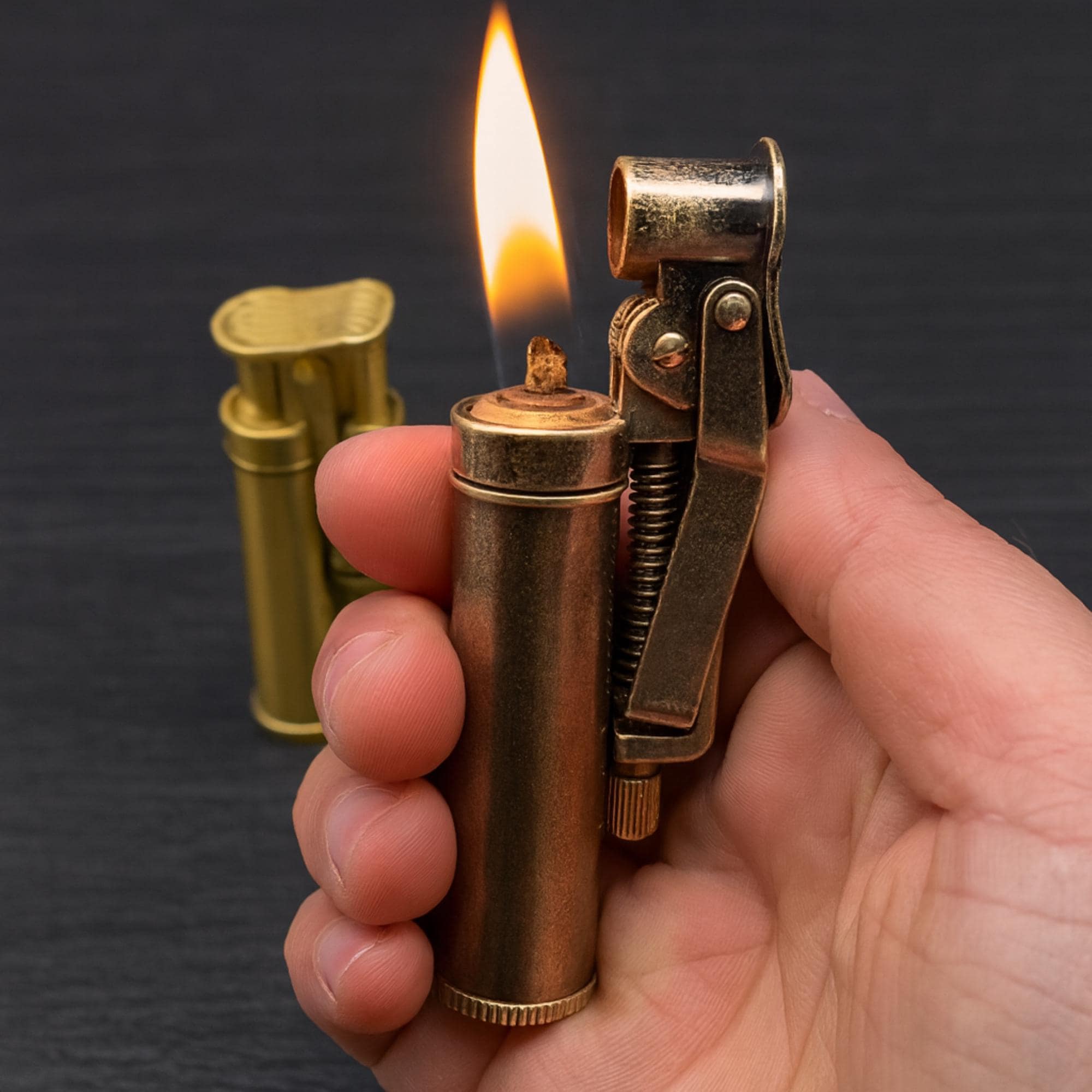 Briquet Au Kérosène Rétro Chubby Meule D'allumage Allumage En Laiton Pur Briquet à L'huile