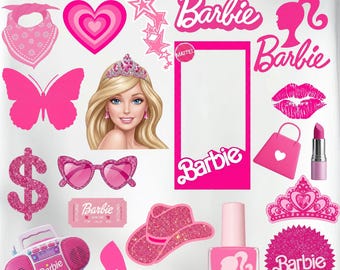 Barbiecore Bundle PNG SVG, Pink Girly Clipart Set, Barbie Style Aesthetic Graphics, Glam Girl Sublimation Bundle Download