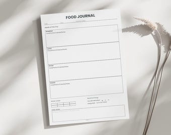Journal alimentaire imprimable | Planificateur de repas quotidien et suivi nutritionnel | A4 - Lettre US | Téléchargement instantané