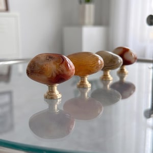 Red Agate Cabinet Knob, Natural Crystal Drawer Pull, Custom Engraved Dresser Hardware, Closet Decor