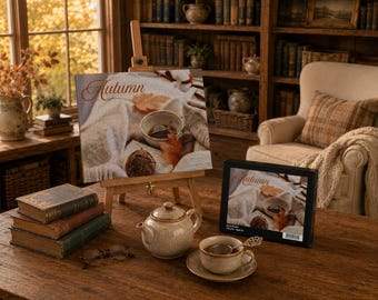 Rompecabezas de la hora del té de otoño / Rompecabezas acogedor de otoño / Regalo para amantes de los libros y del té / Actividad relajante de otoño